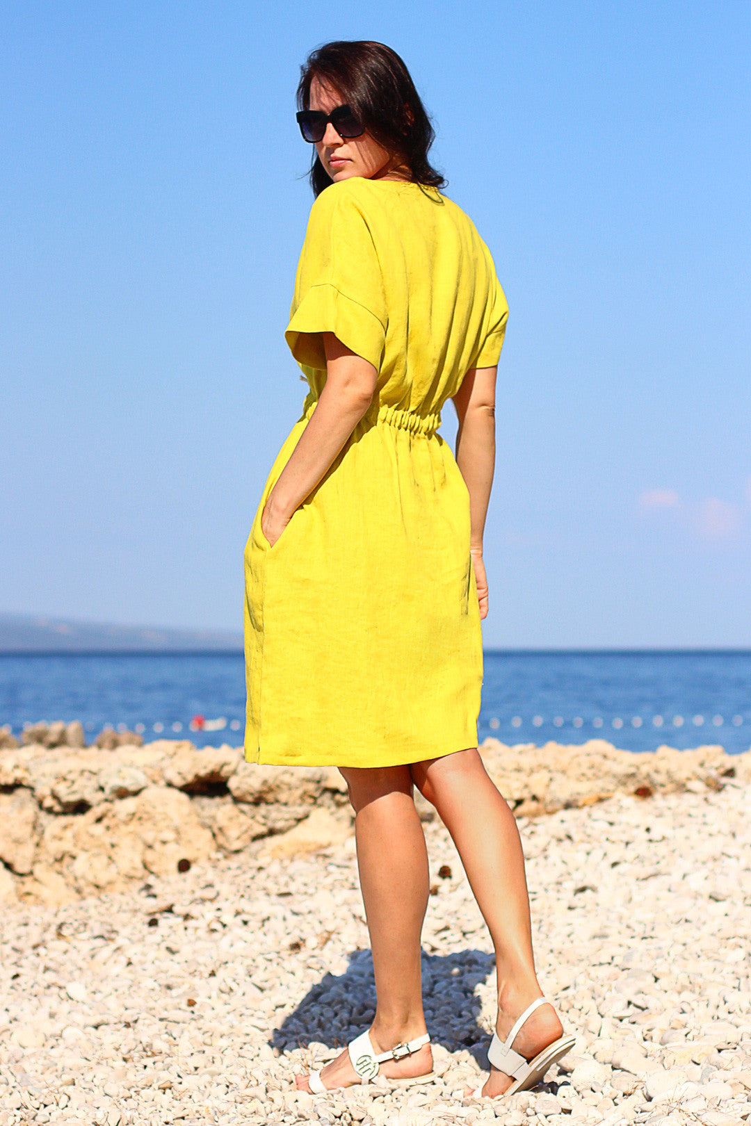 Summer linen dress retro 80th