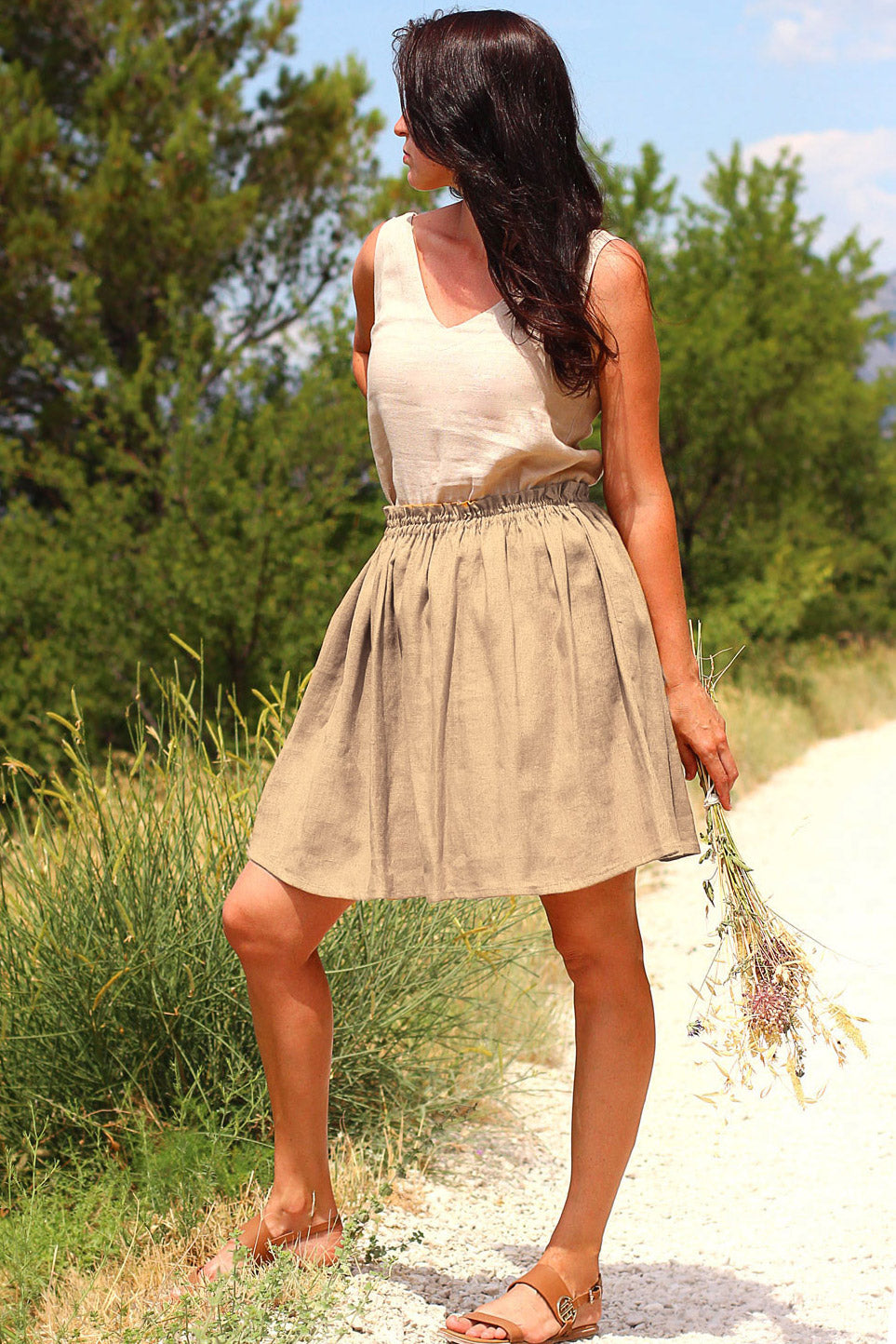 Linen mini skirt