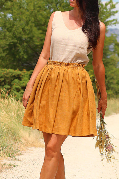 Linen mini skirt