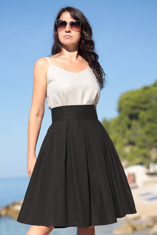 , black linen skirts 