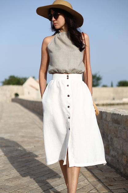 Linen skirt with buttons