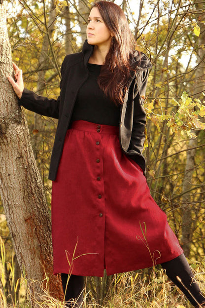 Linen skirt with buttons