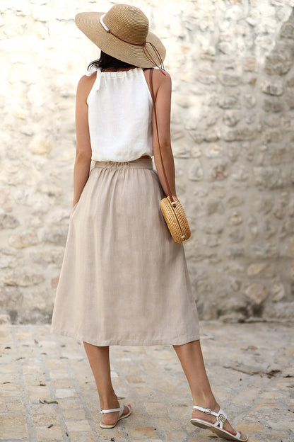 Linen skirt with buttons