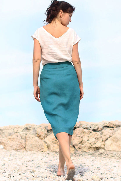 Linen wrap midi skirt Lotika