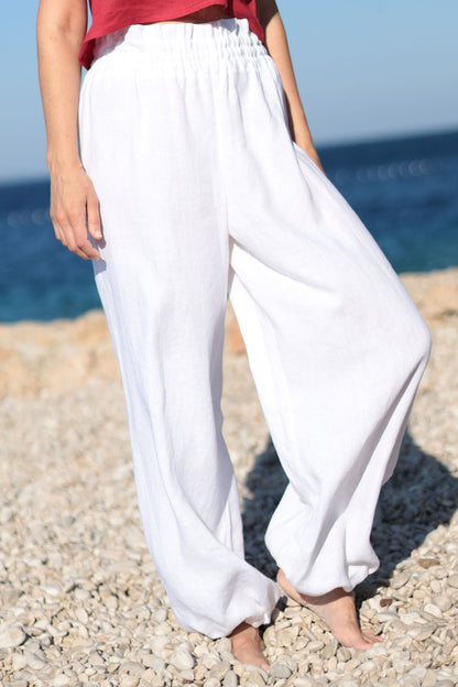 Slimming linen harem pants