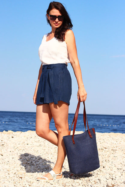 Linen shorts bohemia style