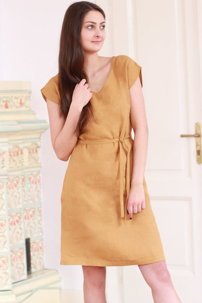 Linen short summer dress