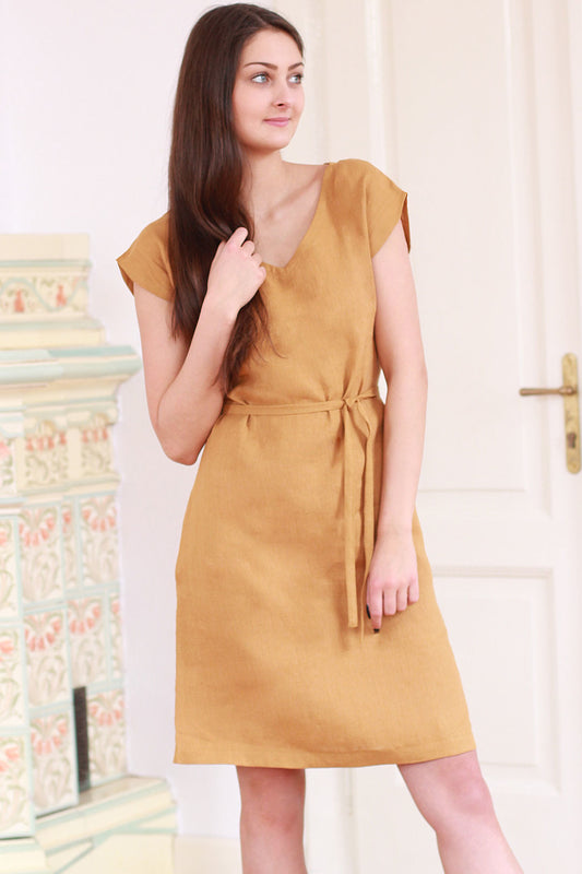 , mustard linen dresses 