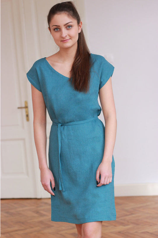 , petrol linen dresses 