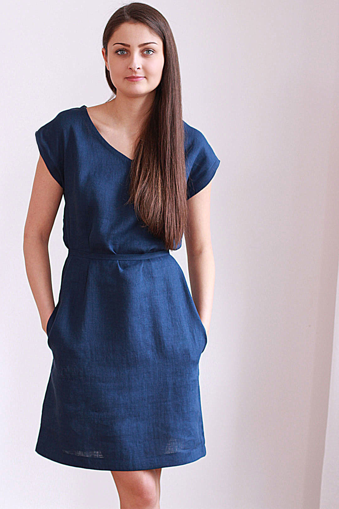 Linen short summer dress