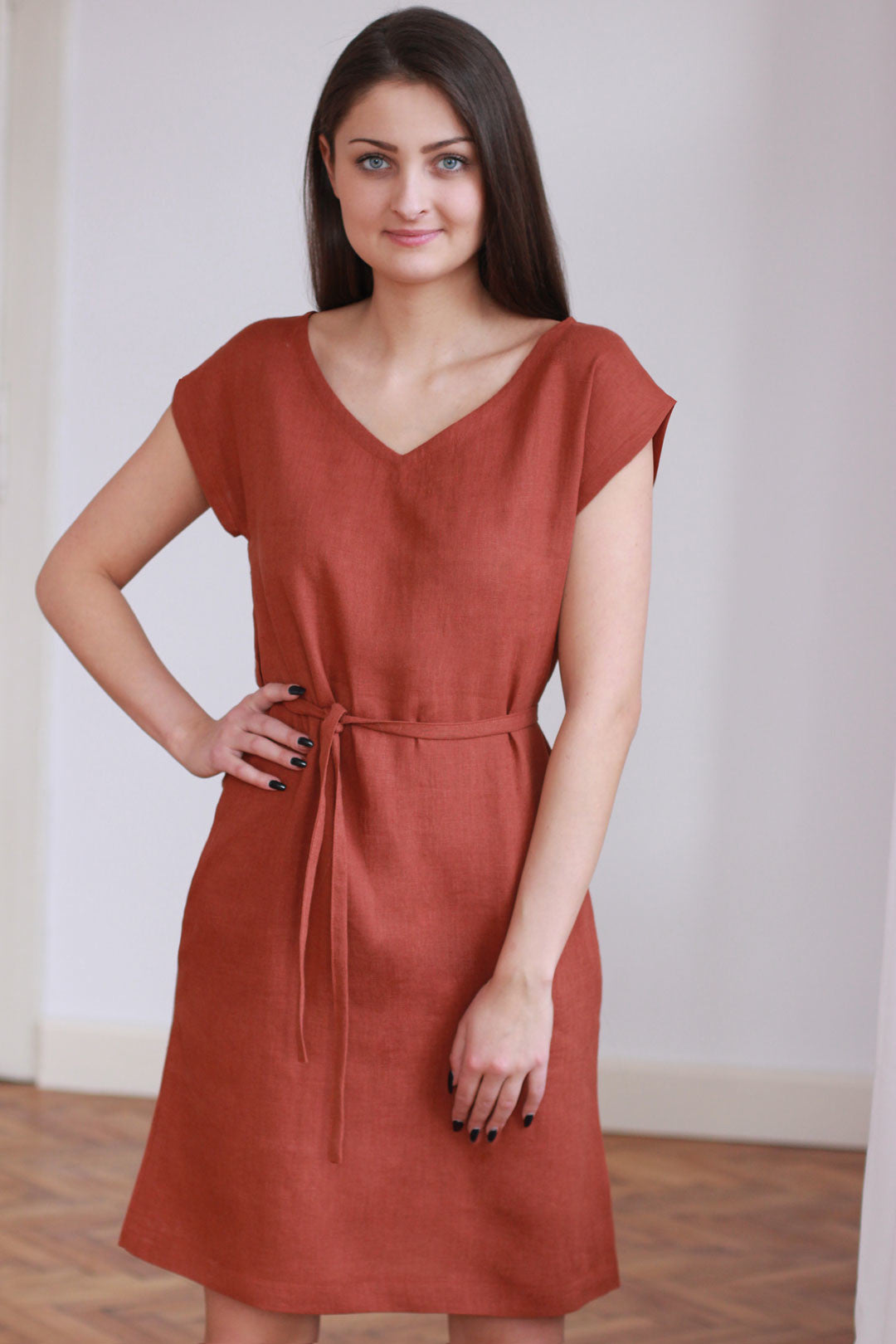 Linen short summer dress