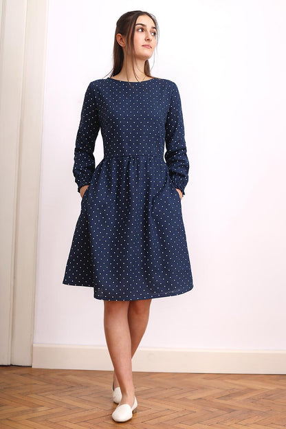 Linen polka dot dress