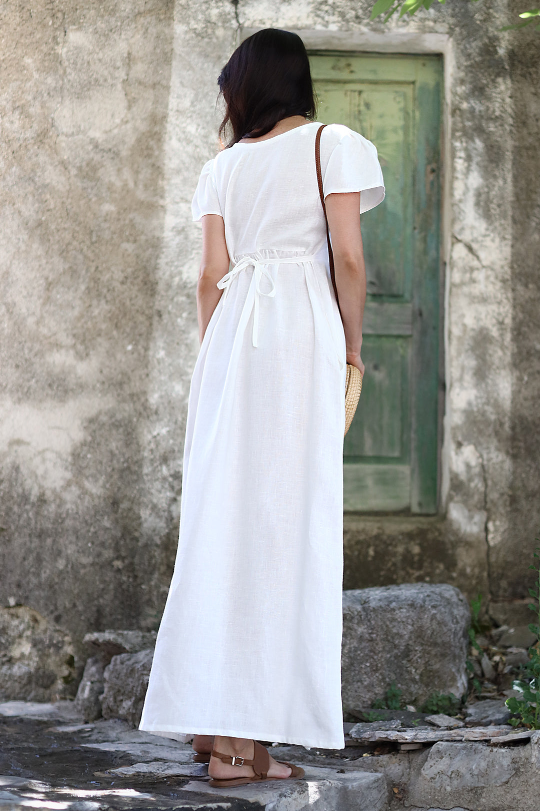 Linen romantic maxi dress