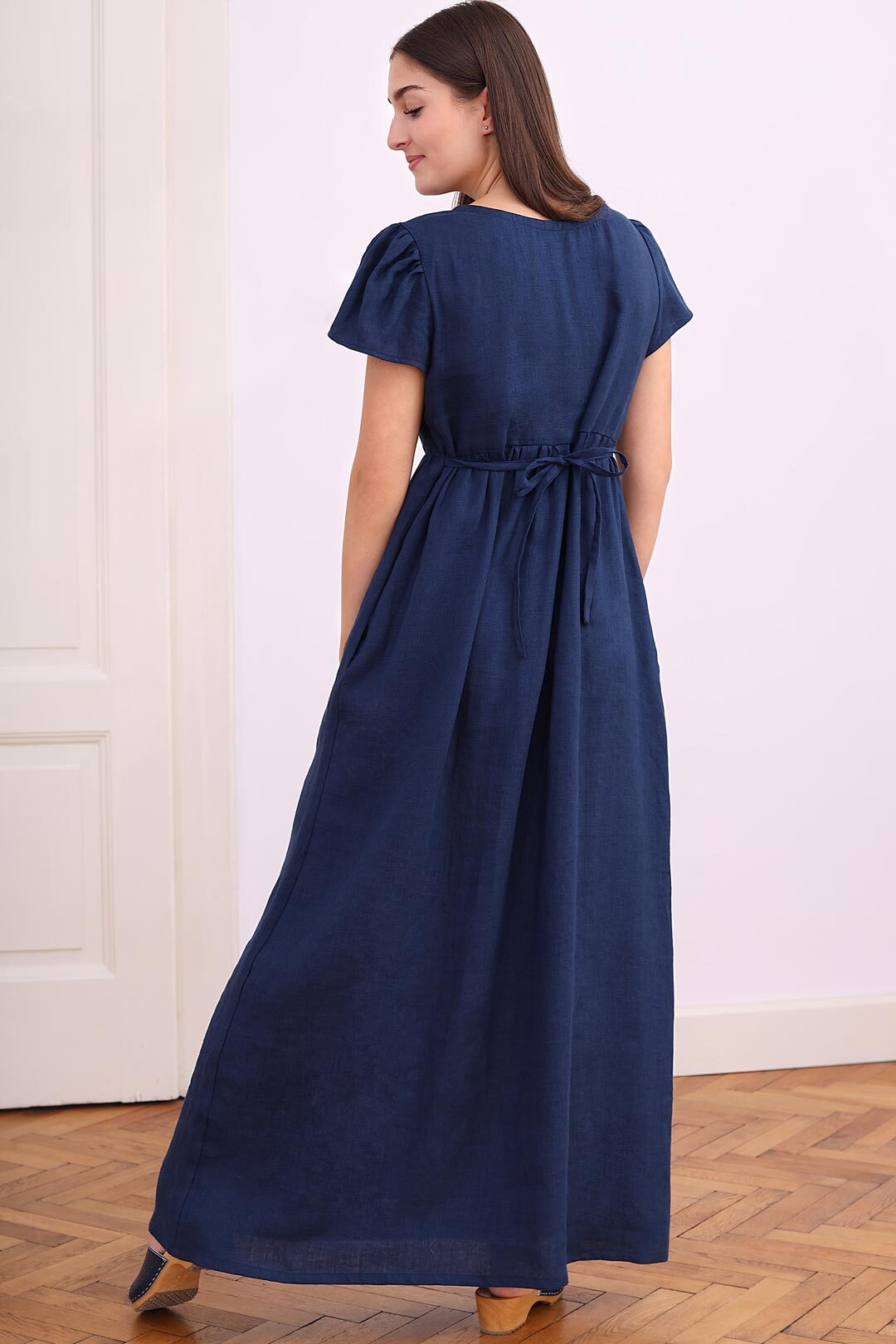 Linen romantic maxi dress