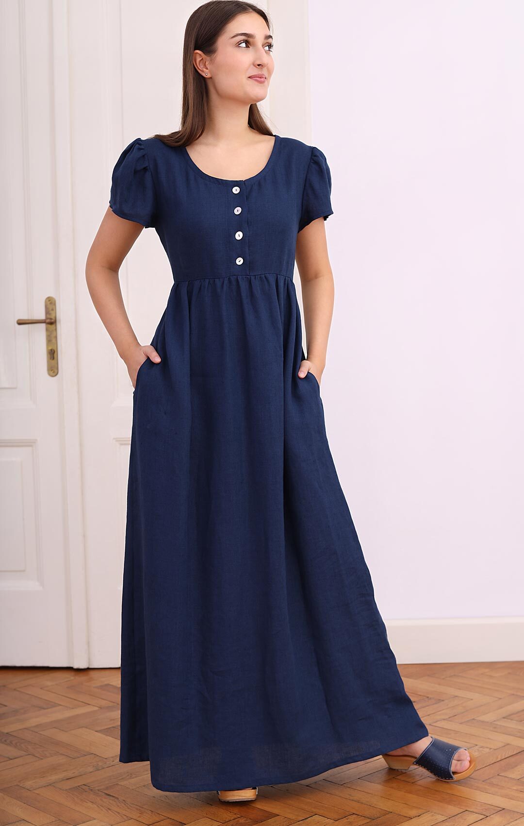 Linen romantic maxi dress