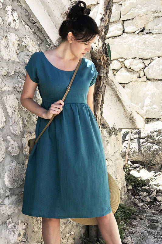 , petrol linen dresses 