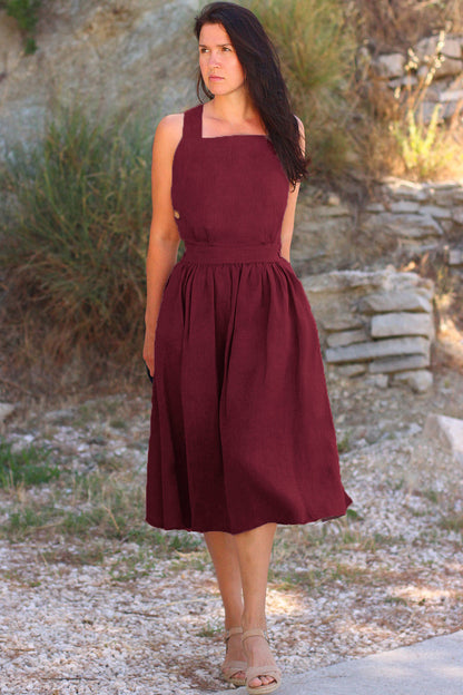 Linen dress with exposed back