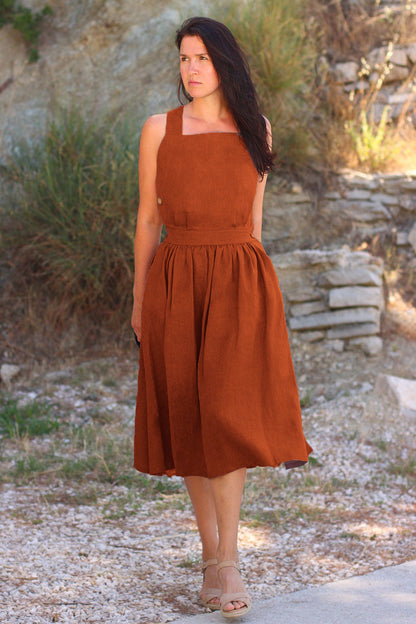 Linen dress with exposed back