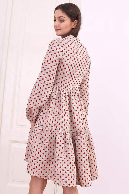 Linen dress with polka dots