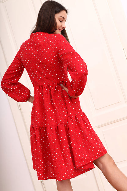 Linen dress with polka dots