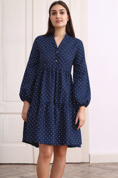 Linen dress with polka dots