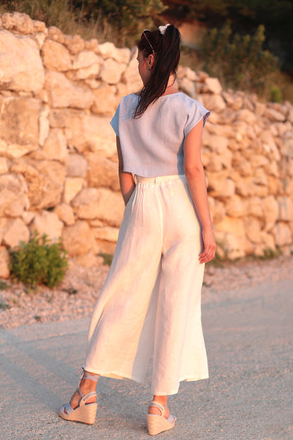 Linen wide trousers