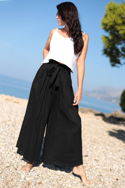 Linen wide trousers