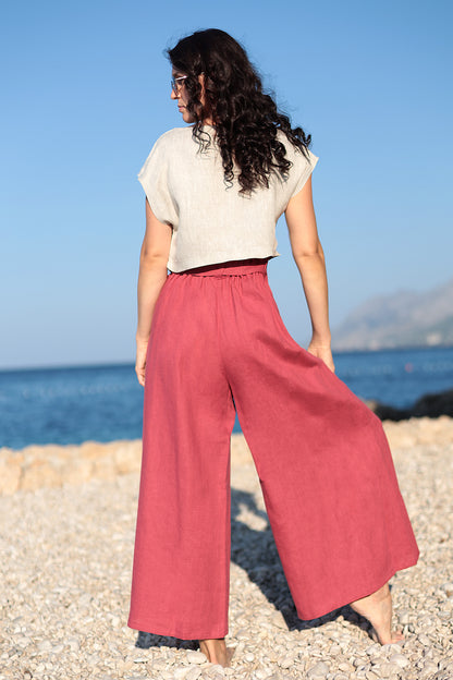 Linen wide trousers