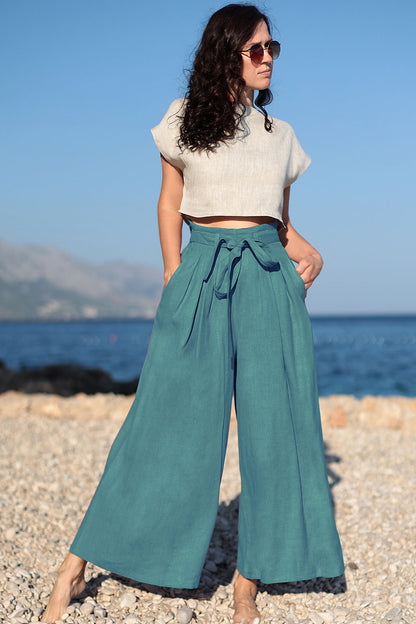 Linen wide trousers