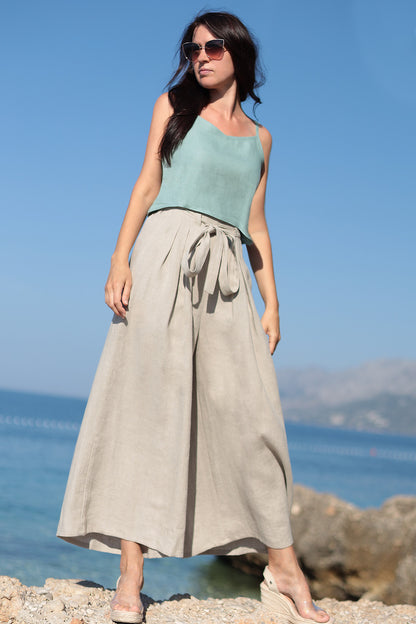 Linen wide trousers