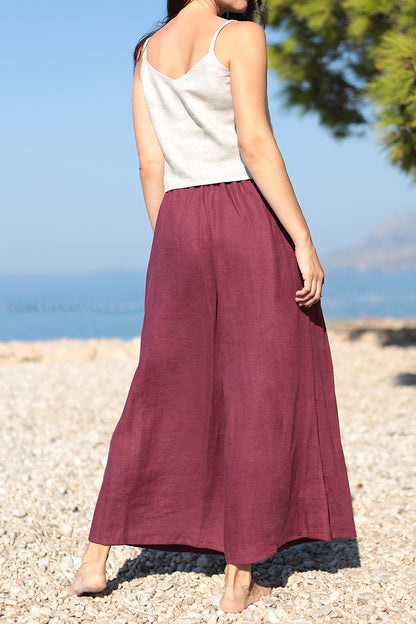 Linen wide trousers