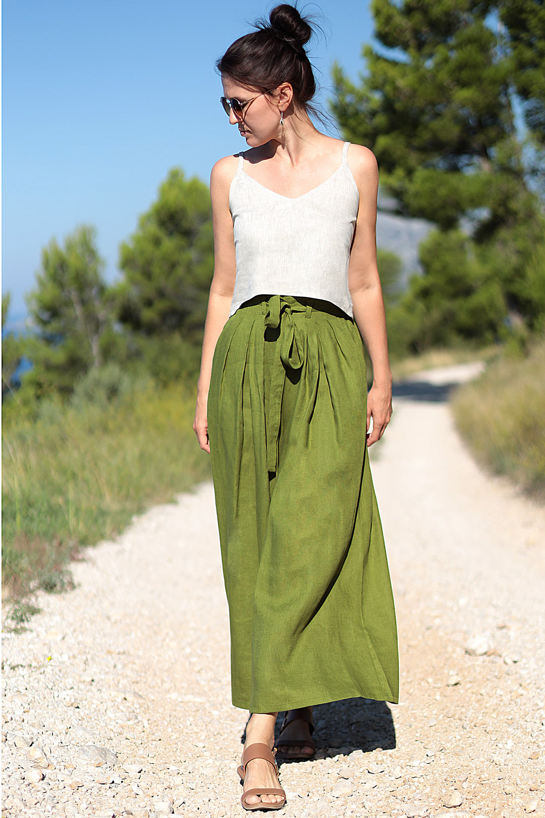 Linen wide trousers