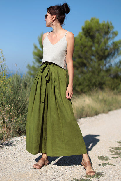 Linen wide trousers