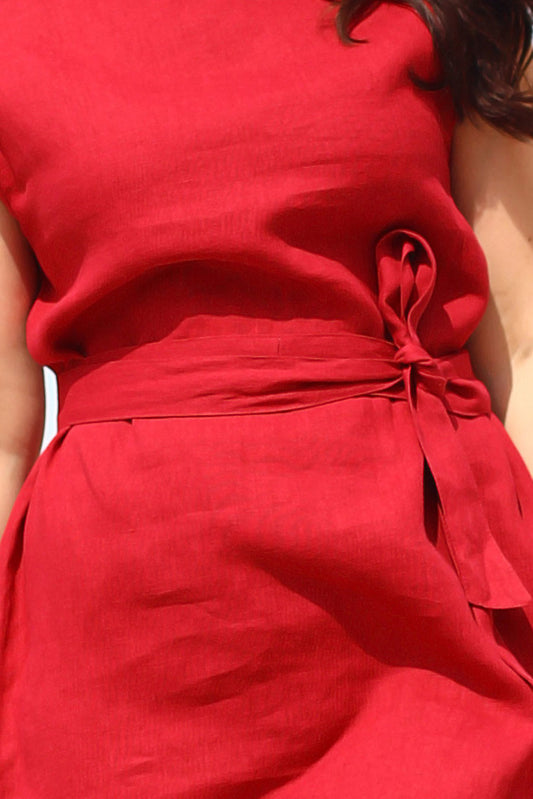 , red linen dresses 