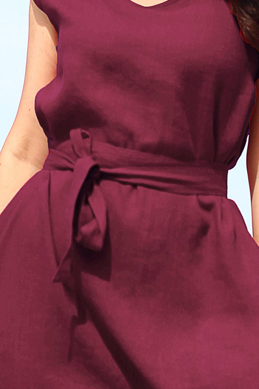 , burgundy linen dresses 