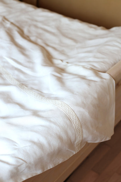 Linen duvet cover 140x200 cm with lace