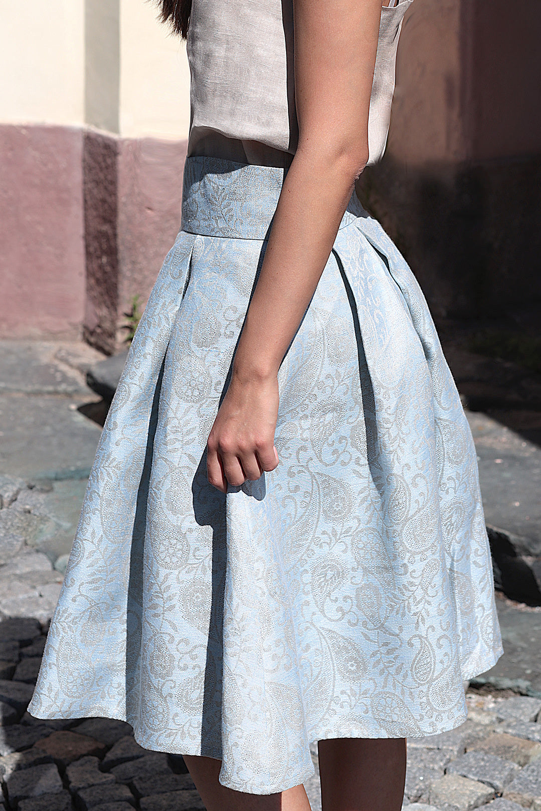 Luxurious linen brocade skirt