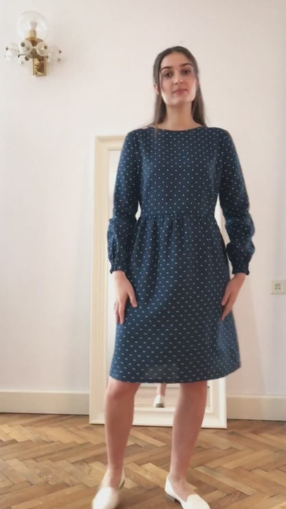 Linen polka dot dress