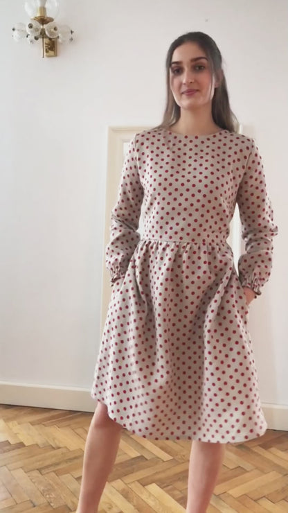 Linen polka dot dress