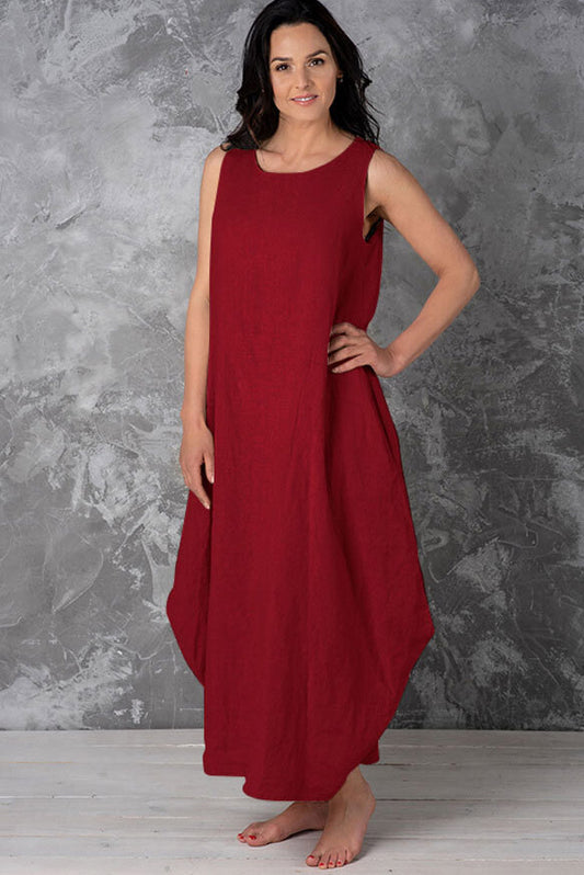 , red linen dresses 